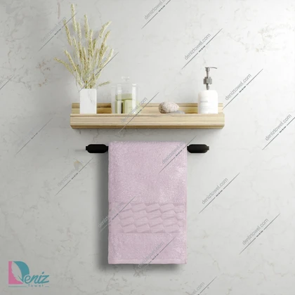 حوله دستی بزرگ طرح آرام رنگ طوسی صورتی
