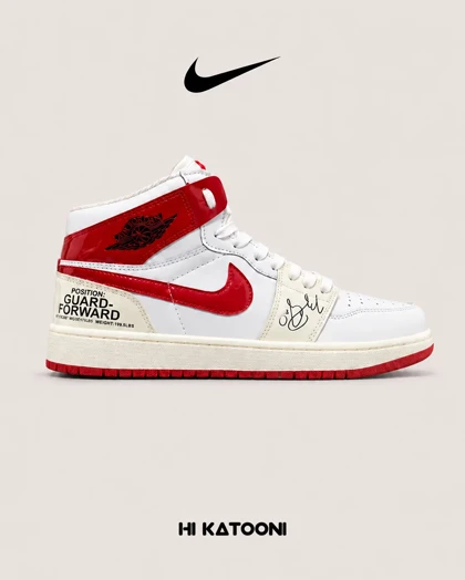 کتانی نایک Air Jordan 1 سفید قرمز مدل 9719 استایل کلاسیک و خیابانی
