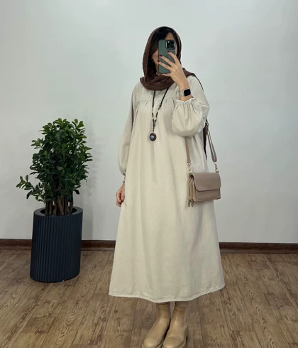 پیراهن مانتویی کتان پاییزه