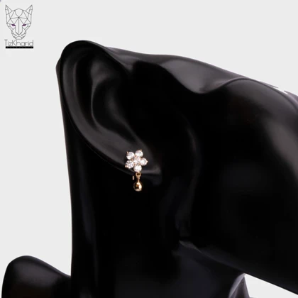 گوشواره گل الماس شاخه و گل تک ژوپینگ