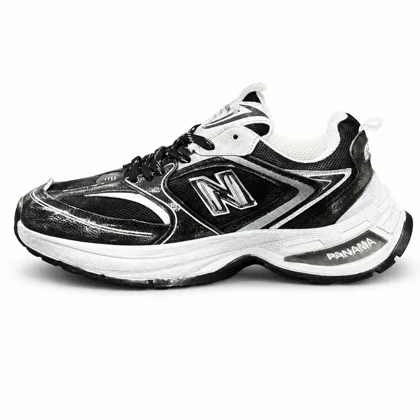 کفش کتانی مردانه مدل نیوبالانس کاستوم شده مشکی سفید New Balance