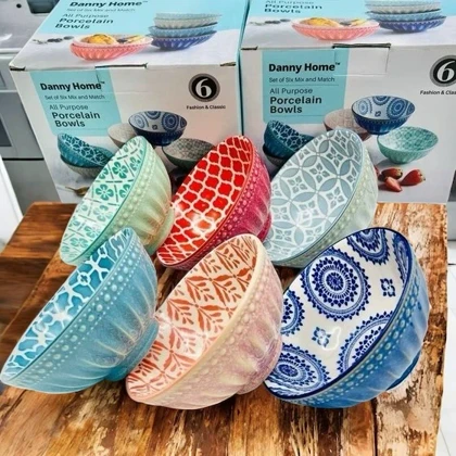 کاسه ماست خوری دنی هوم 6 تایی طرح دار / BA41