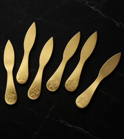ست صبحانه خوری استیل طلایی طرح ستاره