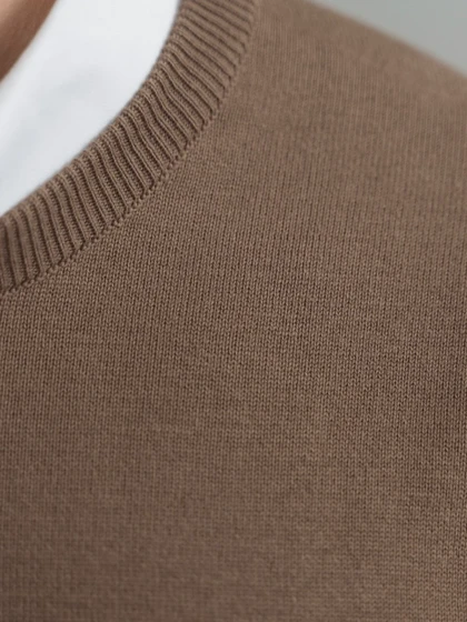 بافت یقه گرد قهوه ای روشن sh397