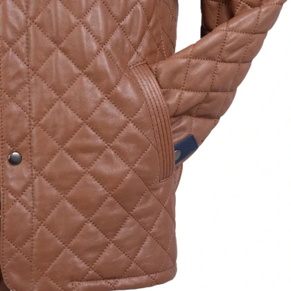 کت چرم عسلی و سورمه‌ای مردانه مدل ریوولی