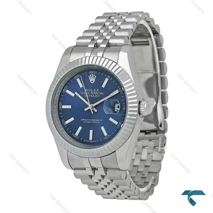 ساعت مردانه رولکس دیت جاست 2 سیلور صفحه سرمه ای ایندکس خط Rolex-7350-G