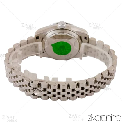 ساعت رولکس دیت جاست زنانه صفحه سبز مشکی نگینی مدیوم 105033