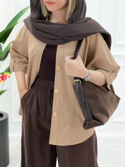 شومیز زنانه باکسی آستین سه ربع