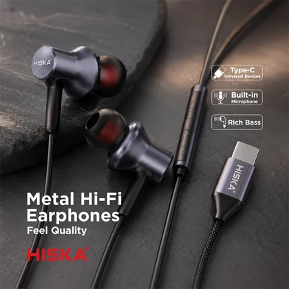 هندزفری سیمی تایپ سی هیسکا HISKA مدل HK-739C با میکروفون