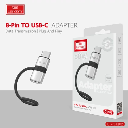 تبدیل OTG لایتنینگ به تایپ سی ارلدام مدل ET-OT102 توان شارژ 60W