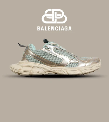 کفش کتانی مردانه و زنانه سبز طلایی Balenciaga 3XL مدل 6825