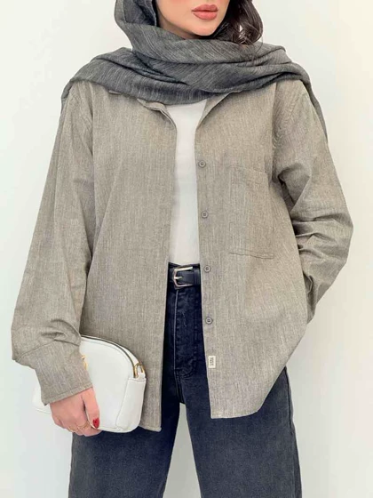 شومیز دکمه مخفی تک جیب