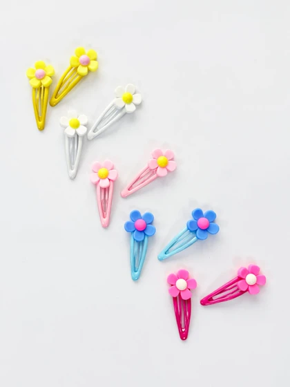 گیره مو تق تقی گل‌دار بسته دو عددی