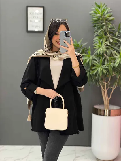 مانتو کتان یقه آمریکایی