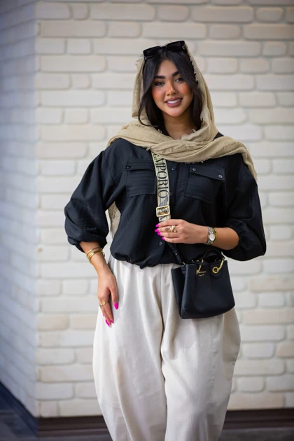 شومیز دو جیب پایین گت دار