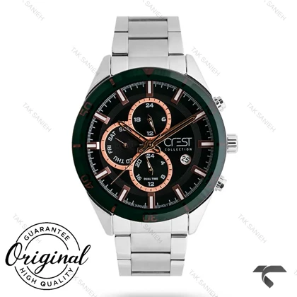 ساعت کرست مردانه 6279-2 استیل صفحه مشکی Crest-10894-G