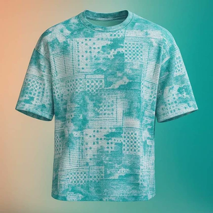 تیشرت مراکشی چاپی سبزآبی مردانه مدل Ramin