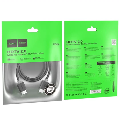 کابل HDMI هوکو Hoco مدل US08 با کیفیت 4K 60Hz طول 1 متر