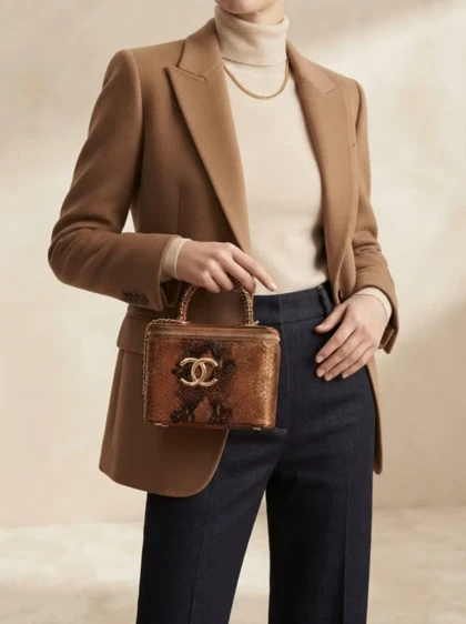 کیف CHANEL صندوقی عسلی شنل ترند مد