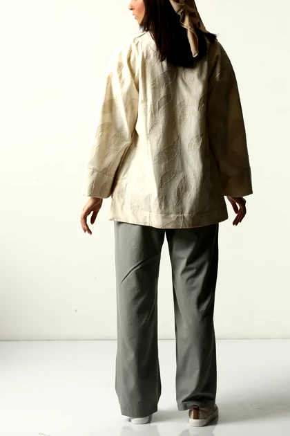 مانتو آزاد لینن ژاکارد زنانه