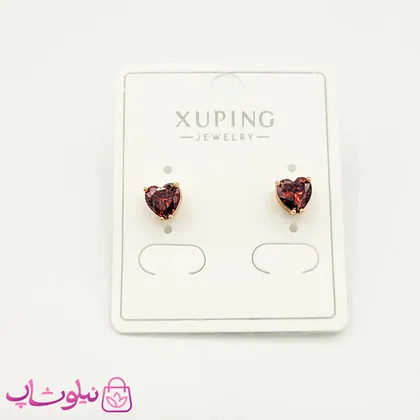 گوشواره میخی ژوپینگ قلبی قرمز کوچک