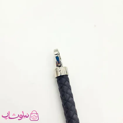 دستبند امگا رابر مشکی با قفل نقره ای کیفیت مستر