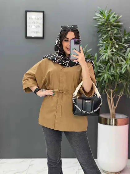 مانتو لینن دکمه مخفی کمرگت