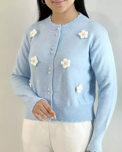 ژاکت بافت گل برجسته 6 رنگ کد 5368