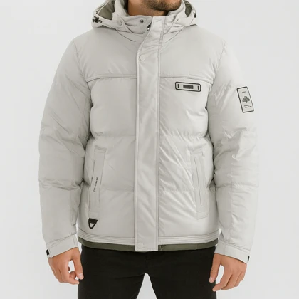 کاپشن مردانه سیلیکونی، سفید با قابلیت پافر استایل گرم و شیک 8613