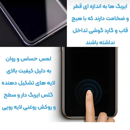 گلس آیفون 17 پرومکس موکوسون Mocoson مدل 5D Silicon Plus ایربگ دار