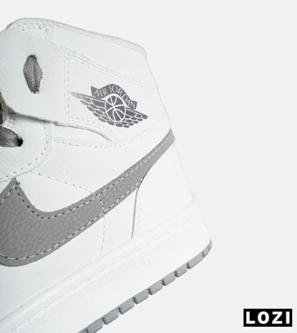 کفش کتانی ساق‌دار مردانه و زنانه سفید طوسی NIKE jordan 1 مدل 7691