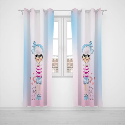 پرده پانچی اتاق کودک برند مینوریا کیدز طرح دخترانه کد p-299