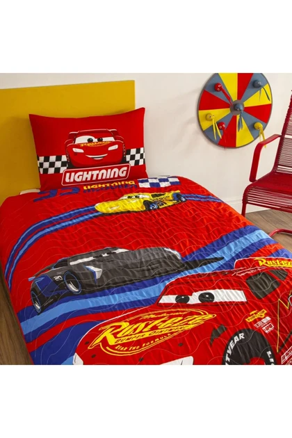 سرویس روتختی یک نفره Taç مدل Disney Cars Race Track پنبه - چندرنگ