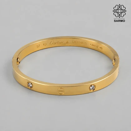 بنگل کارتیر نگین‌دار طلایی کد 509428025-38