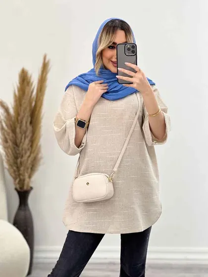 مانتو لینن نچرال یقه چاک