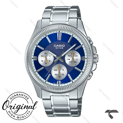 ساعت کاسیو مردانه کورنوگراف MTP-1375D-2A1V سیلور صفحه سرمه ای Casio-10369-G