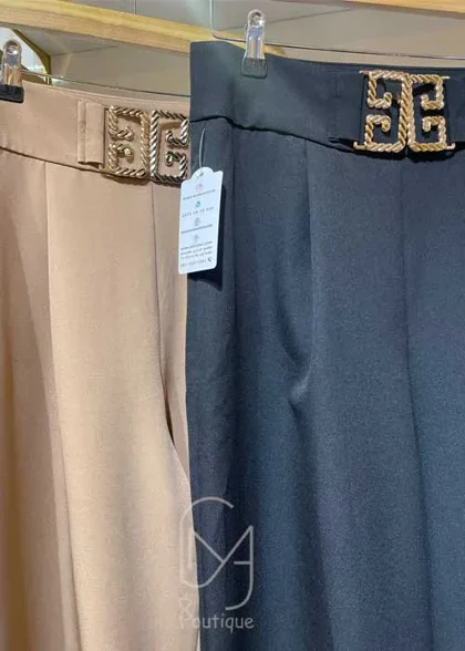 شلوار بگ پارچه ای کمربند دار