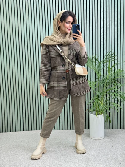 پالتو کتی آستردار پشمی