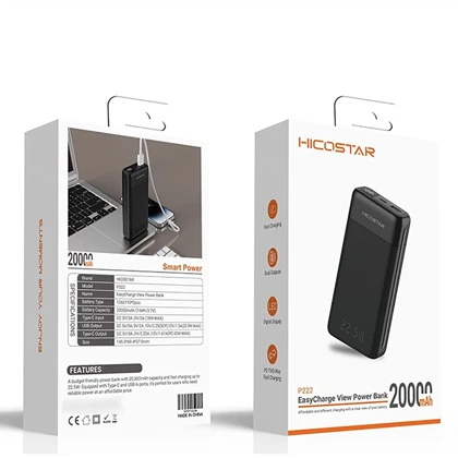 پاور بانک 20000 هایکو استار HICOSTAR مدل P222 توان 18 وات