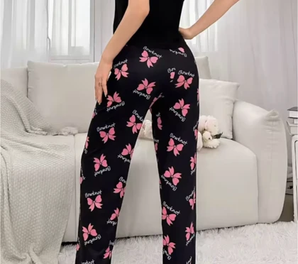 شلوار پیژامه مخمل طرح پاپیونی وارداتی دبی