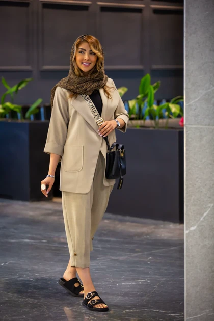 مانتو لینن یقه امریکایی مهگل