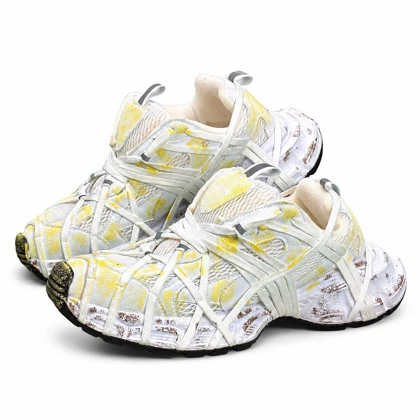 کفش کتانی مردانه مدل بالنسیاگا اسپایدر کاستوم سفید زرد BALENCIAGA SPIDE