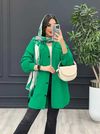 مانتو لینن جیب پاکتی پیله دار