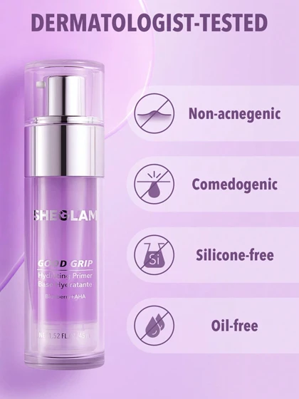 پرایمر آبرسان شیگلم SHEGLAM Good Grip Hydrating Primer دو رنگ بنفش و سبز + AHA حجم 45 میلی‌لیتر