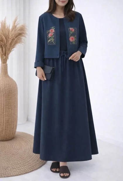 ست کت و دامن گلدوزی لینن آرامش