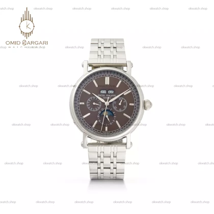 ساعت مچی پتک فیلیپ فول دیت بند سیلور صفحه قهوه ای Patek Philippe
