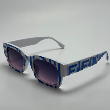 عینک آفتابی فندی FENDI سفید آبی کد 23087 - کیفیت مستر - لیمیتد ادیشن