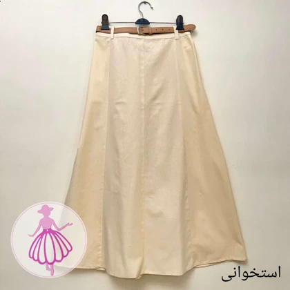 دامن لینن نیم کلوش بلند