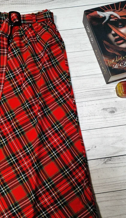 دامن چهارخونه پشمی قد 75 کد 50129