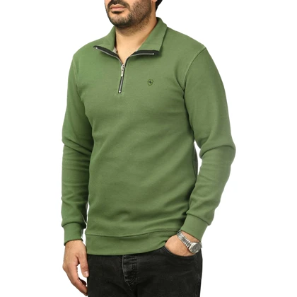 بلوز نیم زیپ بیسکوییتی مردانه سیزر مدل 15101058